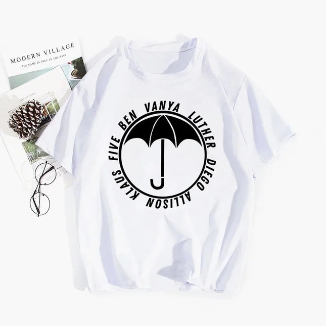 Umbrella Academy Printed Short Sleeve T-Shirt Women's Fashion Cross-Border Modal Material Crew Neck Floral Patchwork Wish EBay