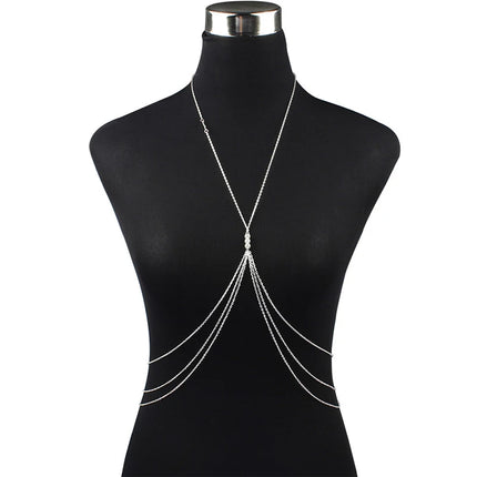 Metal Body Bust Chain Jewelry For Women Sexy Bikini Ladies Breast Crystal Breast Chain Necklace Decoration Summer Body Jewelry