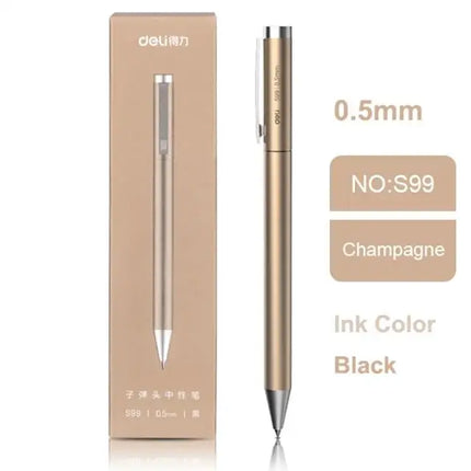 Deli Metal Gel Pens 0.5mm black ink Refill Sign Pen Stationery Smooth Writing Business Pen School Office Supplies for Kid Gift