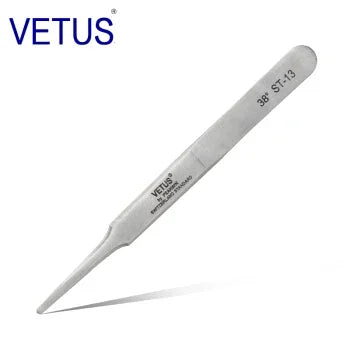100% VETUS Original ST Series New HRC 38 Ultra Precision 302 Stainless Tweezers Mink Eyelash Extensions Anti Acid Super Fine Tip