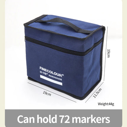 FINECOLOUR Large Capacity Zipper Pen Bag Art Markers Canvas Storage Navy Blue Bag Hold With base 120/168/240Pcs Markers Pen