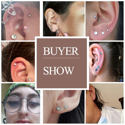 ZS 6-13PCS/LOT 16G Stainless Steel Lip Labret Piercing Set Crystal Monroe Lip Stud Ear Tragus Helix Cartilage Piercing 6/8/10mm