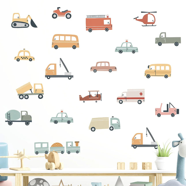 1Pc Cartoon Car Construction Truck Furniture Wall Stickers Kids Room Decor for Baby Bedroom Decoration Living Room Wall Decals