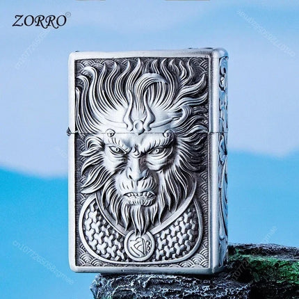 ZORRO zk series kerosine lighter, pure copper, various retro relief patterns, old-fashioned grinding wheel windproof lighter
