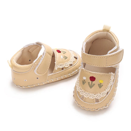 Spring and Summer New Baby Korean Version Flower Embroidered Princess Shoes For Women's Soft Soled Baby Walking Shoes