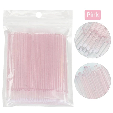 100Pcs Eyelash Cleaning Brush Lash Extension Micro Cotton Swab Individual Eyelashes Microbrush Beauty Makeup Clean Remover Tools