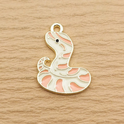 10pcs Cute Cat Rabbit Snake Sheep Charm Jewelry Accessories Enamel Necklace Earring Pendant Diy Making Alloy Metal Gold Plated