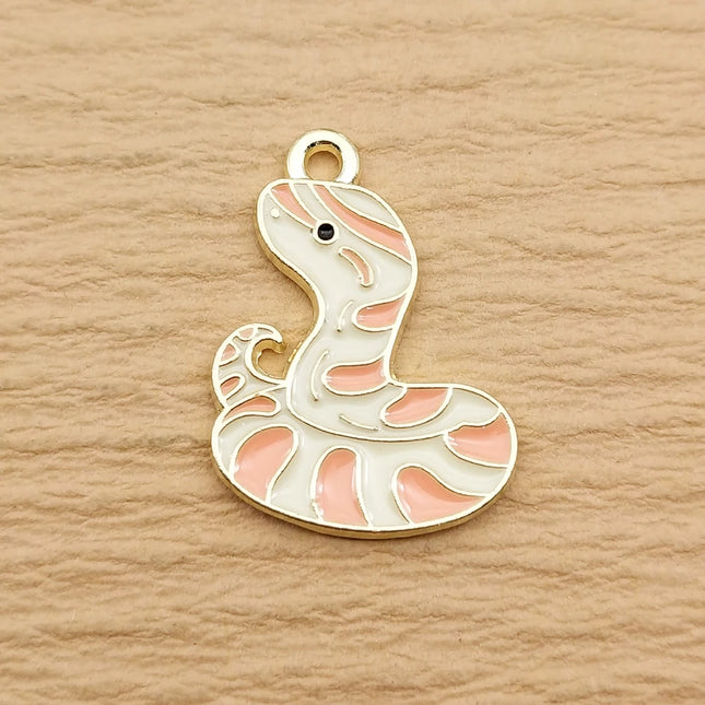 10pcs Cute Cat Rabbit Snake Sheep Charm Jewelry Accessories Enamel Necklace Earring Pendant Diy Making Alloy Metal Gold Plated