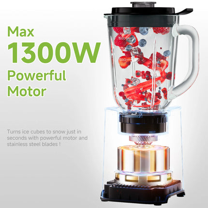 BioloMix 3 in 1 Smoothie Blender With Stainless Steel Blades, 1300W Personal Blenders and Grinder Combo for Baby Food, Juice