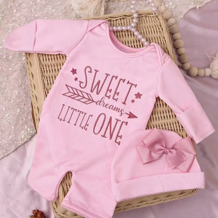 Ylsteed 2Pcs Newborn Photography Long Tleeves Romper Jumpsuit With Bow Hat Embroidery Baby Clothes Photography Props-HD