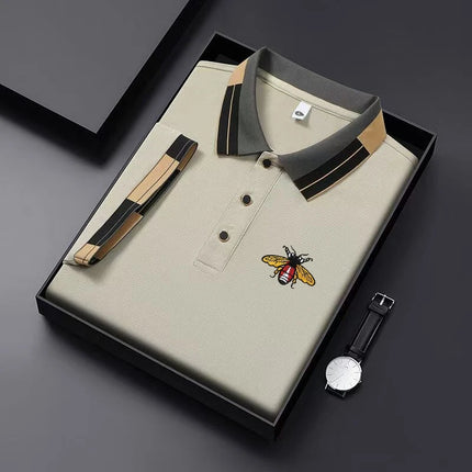 New Men's Fashion Embroidered Collar Short Sleeve Summer New Breathable Polo Shirt Short Sleeve, High Quality Outdoor Men's Top