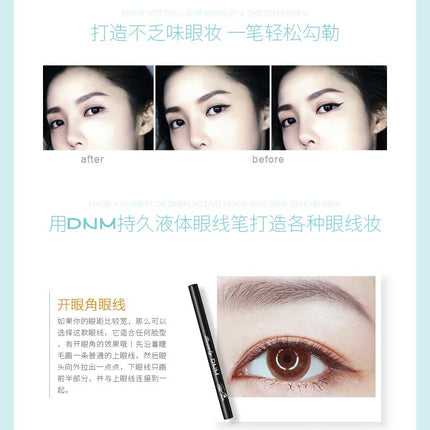 DNM 12 Colors Eyeliner Pen Waterproof Soft Sponge Head Silkworm Pen Quick Dry Black Natural Coloring Liquid Eyeliner White
