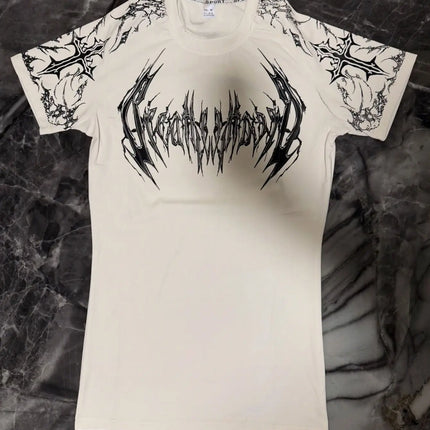 Breathedivinity Men's Fashion Fitness Short Sleeve T-Shirt Breathable Comfortable Sportswear round Neck Printed Cotton Top