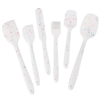 6PCS Silicone Spatula Set Food Grade Heat Resistant Non Stick for Baking Cooking Mixing Scraping Non Scratch Kitchen Utensils