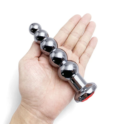 Stainless Steel Prostate Massage Butt Plug Heavy Anus Beads with 5 Balls Sex Toys for Men/ Women/Gay Metal Anal Plugs