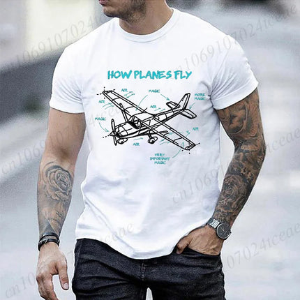 Men's Summer T-Shirts How Planes Fly How Planes Fly Aviation Pilot Graphic Tshirts Women Men T-Shirts Short Sleeve Shirt Tops