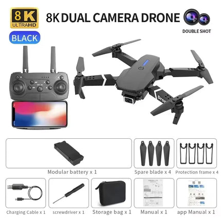 New Upgrade 8K HD Dual Camera GPS Obstacle Avoidance 2026 E88 Plus Mini Foldable Drones Brushless Motor RC Quadcopter Toys Gifts