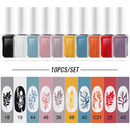 11ml Nail Stamping Polish Set Colorful Nail Art Drawing Printing Semi Permanent Lacquer Nail Art Plates Stamping Varnishes Tool