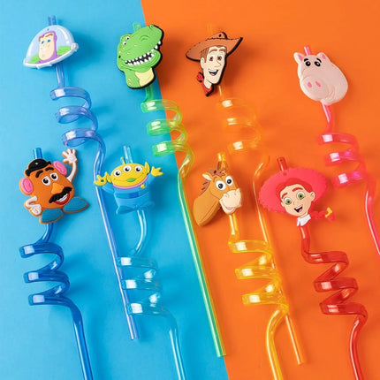 8pcs/set Cartoon Toy Story Straws Reusable Drinking Straws For Buzz Lightyear Birthday Party Decoration Supplies Children Gifts