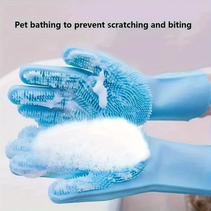 Multifunctional Silicone Pet Grooming Gloves Dog Cat Bathing Shampoo Scrubber Hair Removal Cleaning Gloves