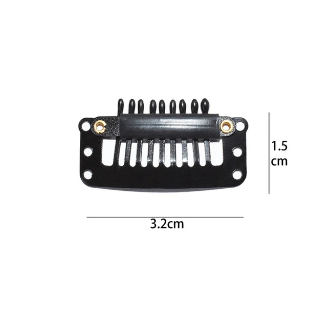 24 Pcs 9-teeth Beige/Brown/Black Hair Extension Clips Hair Extension Wigs Snap Clips Comb Small Snap Wig Accessories Clips