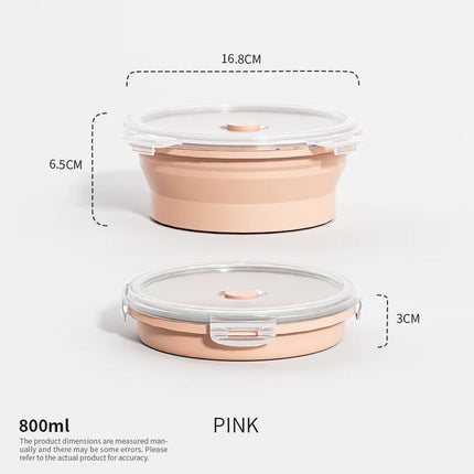 Collapsible Food Storage Containers Foldable Silicone Lunch Containers with Lids, Rectangle Collapsible Bowls Round Food Bowls