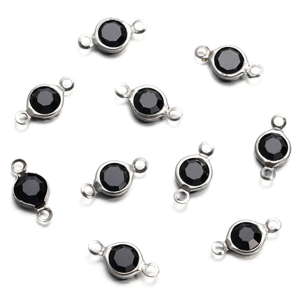 10pcs/lot Stainless Steel Crystal Round Double Ring Pendants for DIY Bracelet Necklace Beads Jewelry Making Accessories