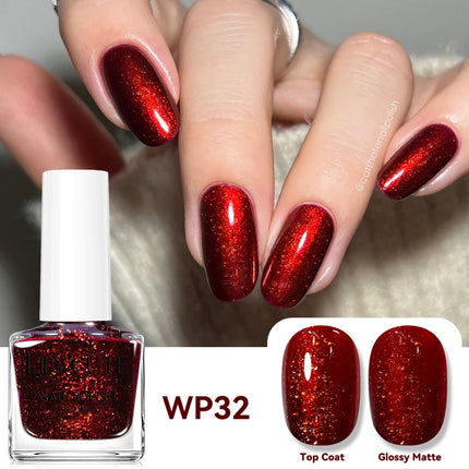 LILYCUTE 7ml Water-based Nail Polish Red Glitter Sequins Long Lasting Quick Drying No Need of Lamp to Cure Vernis for Nails