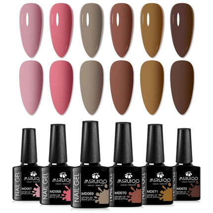 6pc All-Season Colors Gel Nail Polish Set UV LED Soak Off Nail Art Supplies Semi Permanent DIY Manicure Salon Nails Design