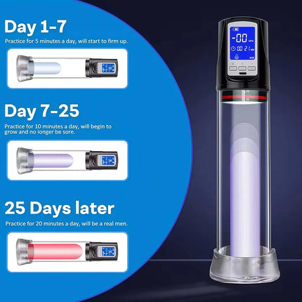 Electric Vacuum Penis Pump Men's Sex Toy Penis Extender 4 Sucking Modes LED Display Rechargeable Cock Training Penis Extension