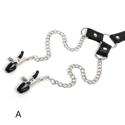 Nipple Clamps with Penis Ring Stainless Metal Long Chain Testis Bondage Nipple Stimulator Erotic BDSM Sex Toys for Couples