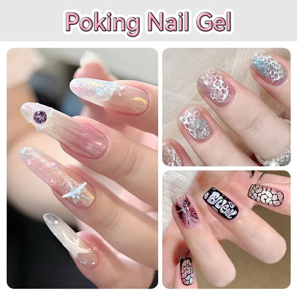 New Pretty 5ml Poke Poke Nail Art Gel Glue Black White Wave Texture Nail Painting Art Gel Soak Off UV LED Varnish 2026 Hot