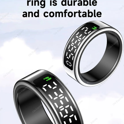 2026 New Smart Ring With Display Screen Heart Rate Sleep Monitor Gesture Control Remote Photo Capture Blue Tooth Ring Waterproof
