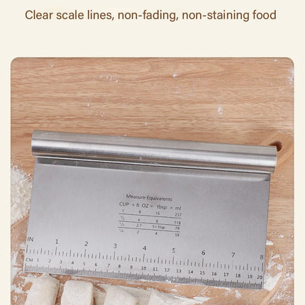 Stainless Steel Cake Scraper & Dough Cutter with Measuring Scale, DIY Dough Pastry Spatulas, Bread Baking Accessories