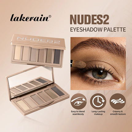 Naked 2 Basics Matte Neutral Eyeshadow Palette and Mirror Shadow Six Colors Contouring Neutral Eyeshadows Long-Lasting  Makeup