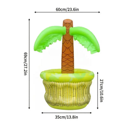 Water Tiger Inflatable Palm Tree Cooler, PVC Tropical Pool Party Beverage Bucket, Outdoor Tailgating Beverage and Food Tray