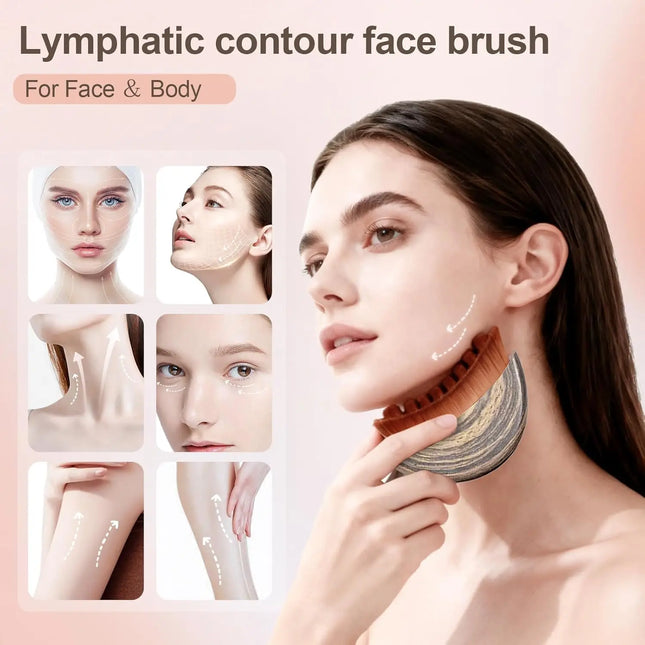 Facial Lymphatic Contour Brush – Ergonomic Dry Brush for Face, Jawline & Chin Sculpting, Lymphatic Massage, Skin Lifting, Anti-Puffiness
