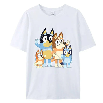 Blueys Bingo Dad Mom T-Shirts Cute Cartoon Tops Summer Parent-child Clothing Adult Anime Figure Black White Tee Family Clothes