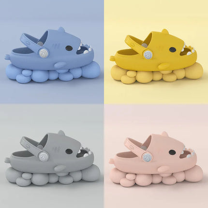 KIDMI Boys Girl Shark Slides Non-Slip Open Toe Cloud Sandals Cute Comfy Cushioned Thick Sole Slippers Cartoon Shower Slippers