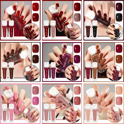 2pcs/set 10ml Water-Based Peel-Off Nail Polish Kit Red Pink Long Lasting Quick Drying No Lamp Needed Nail Art Nail Supplies