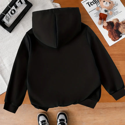 Heart patterned printed hooded long sleeved shirt for warm, casual and fashionable children's boys and girls in autumn andwinter