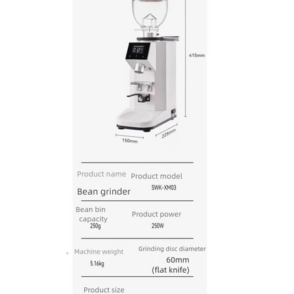 SWK-XM03 Coffee Beans GrinderCoffee Bean Grinder Professional Coffee Bean Grinder with Adjustable Coarseness Smart Touch Screen