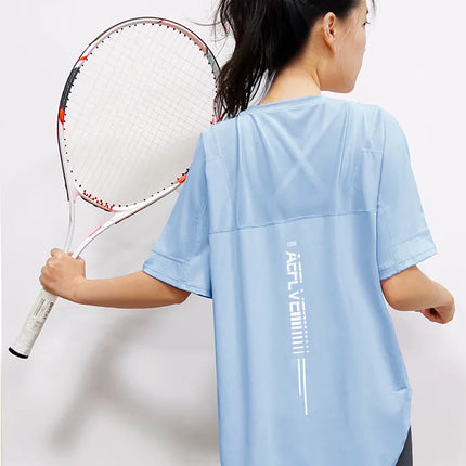 Yoga Clothes Women's Running and Fitness Clothes Hip Covering Long Sports T-shirt Loose Plus Size Short Sleeved Sports Top
