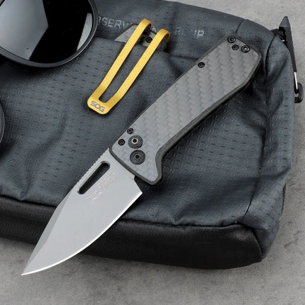 SOG Ultra XR Premium Folding Knife - Lightweight (34g) EDC Pocket Knife w/ S35VN Titanium Coated Blade & Carbon Fiber Handle