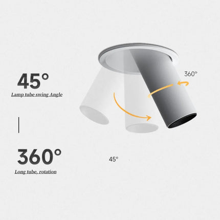 Recessed LED Long downlight spotlight  10W12W 15W Dimmable Anti-glare 360° Rotation COB chip AC110V220V Ceiling Lamp Home busine