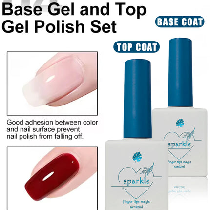 1/2/3PCS 12ML Soak Off Matte Top Base Coat for Nails UV Gel Polish Semi Permanent Functional Manicure Top Base Coat Varnish
