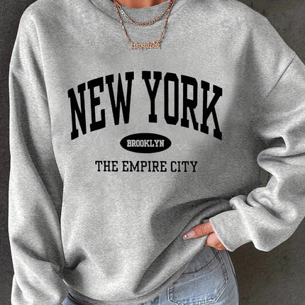 Women's Casual USA Print Pullover Sweatshirt Geometric Design Long Sleeve Round Neck Machine Washable Regular Fit for Autum