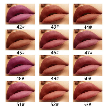 12PCS Matte Velvet Lipliner Set Superfine Smooth Durable Waterproof Brown Mixed With Easy Makeup Lip Makeup