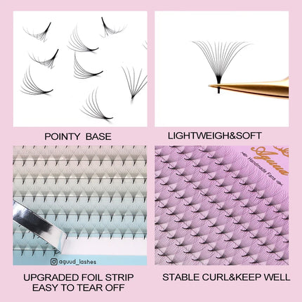 AGUUD Premade Volume Fans Eyelash Extension 3D 4D 5D 6D 8D 10D 12D  Individual Lashes Premade Russian Volume Fan Makeup Cilia