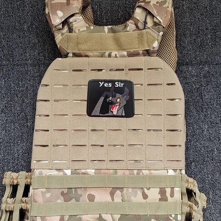 “Yes Sir ” Hyena Embroidery Patch Hook & Loop Tactical Morale Badge Patches for Backpacks Helmets Tactical Vests Etc